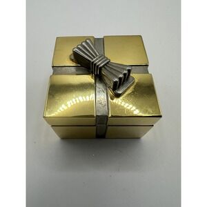 Collezio Miniature‎ Brass Gift Box New Battery Gold Tone Clock Watch V